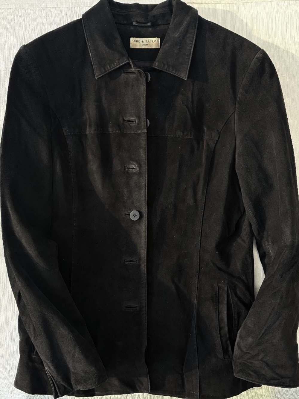 Vintage Y2K Lord & Taylor Black Suede Leather Jacket S